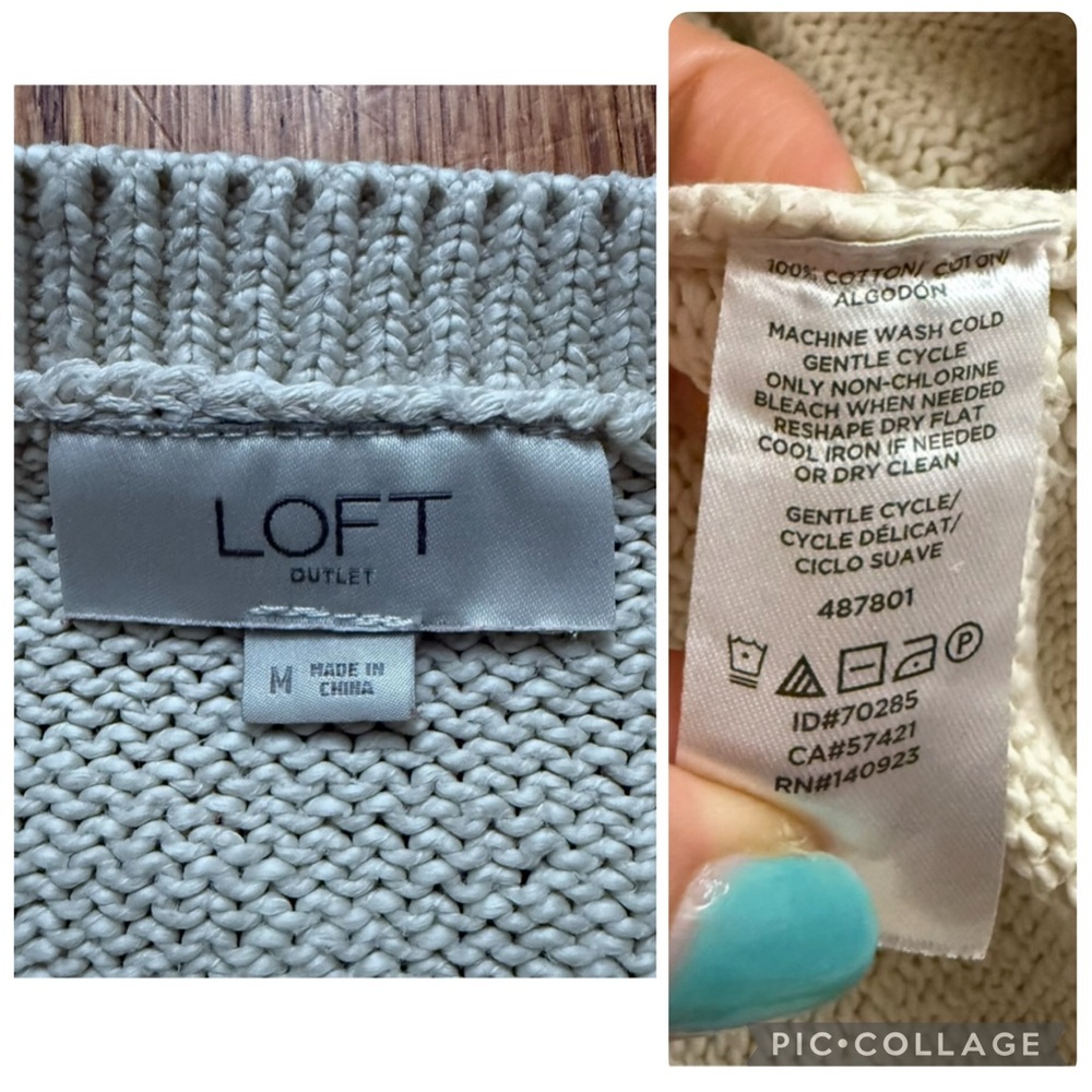 LOFT red heart beige long sleeve sweater size M - Picture 11 of 12